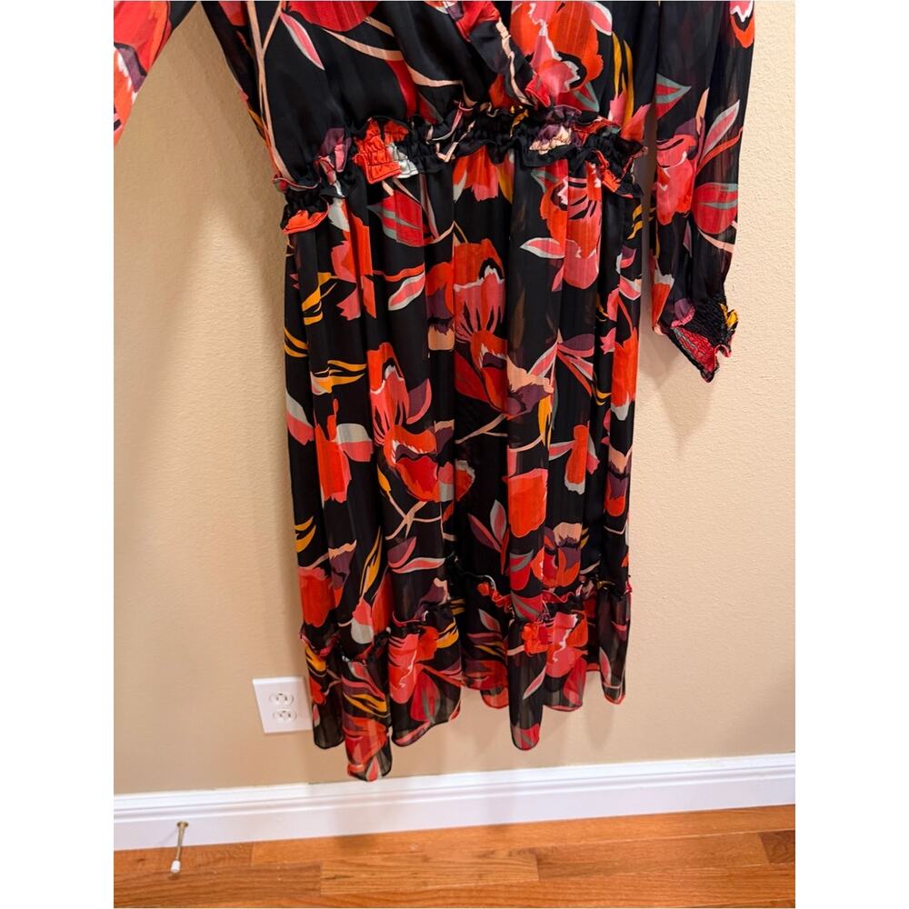 Tuckernuck Adelyn Rae Black Floral Maxi Dress with Red Orange Bloom Medium - Picture 7 of 12